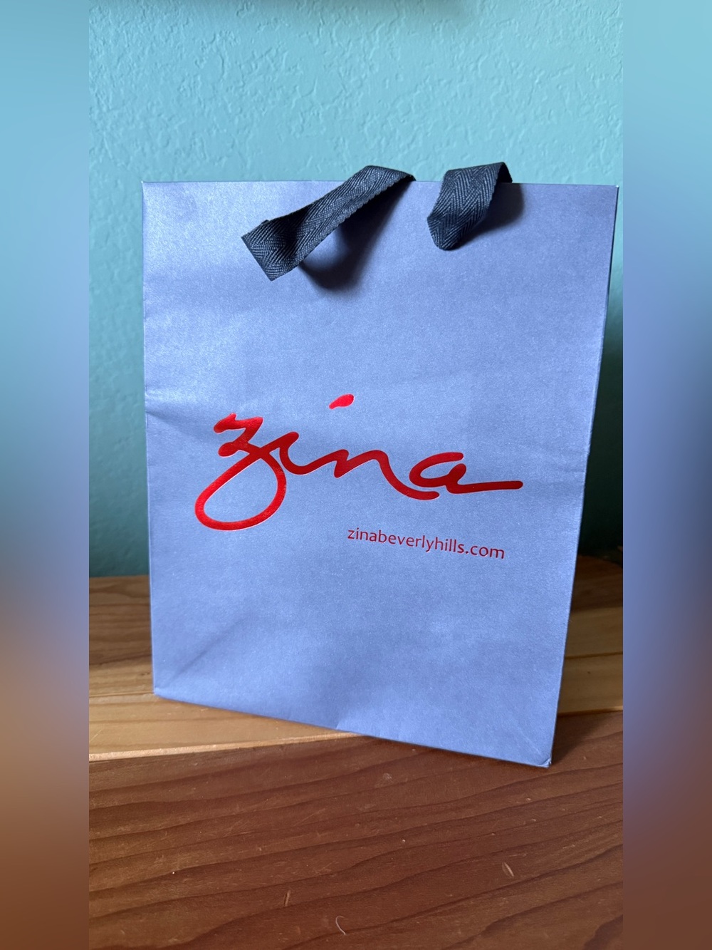 Zina Beverly Hills Empty Grey Gift Shopping Bag 10x8x4” NOS Boutique Store Bag